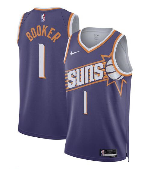 Men's Phoenix Suns #1 Devin Booker Purple Icon Edition Stitched Basketball Jersey Men's Phoenix Suns #1 Devin Booker Purple Icon Edition Stitched Basketball Jersey